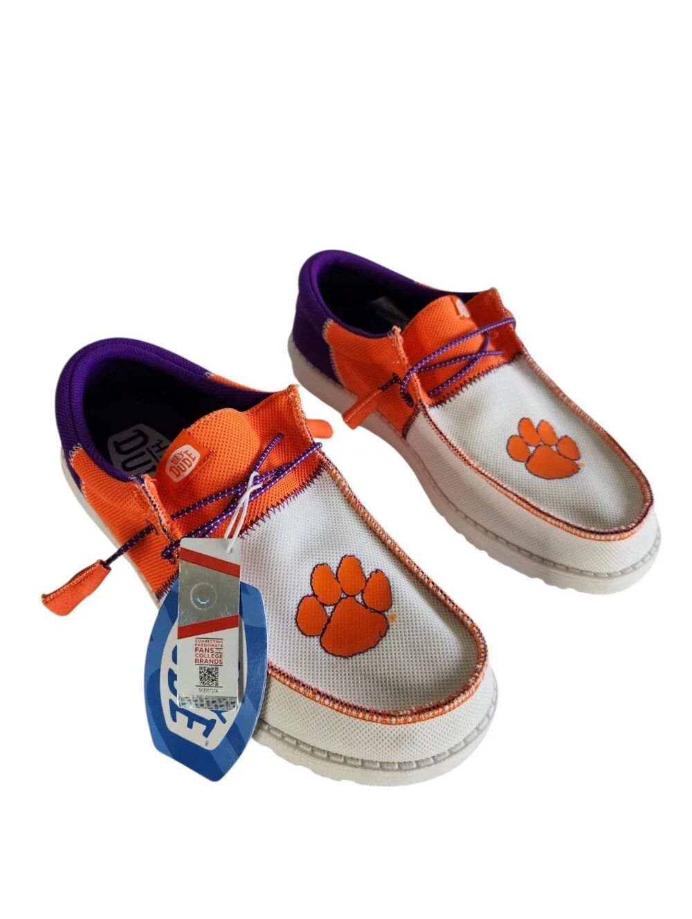 Hey Dude Wally Tri Clemson Mens Size 9 Orange Purple White Walking Slip On Shoes